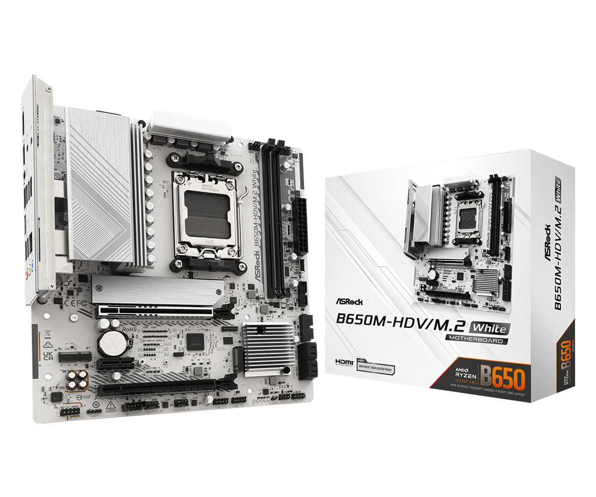 Board Asrock AMD B650M-HDV/M.2 White AM5 Micro ATX DDR5
