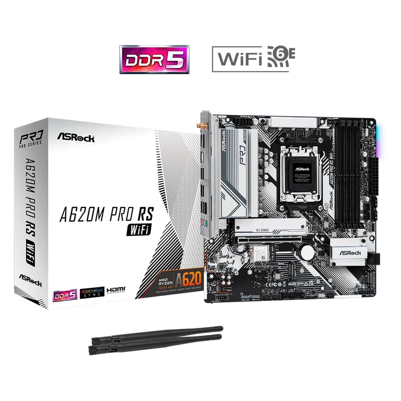 Board Asrock AMD A620M PRO RS Wifi AM5 Micro ATX DDR5