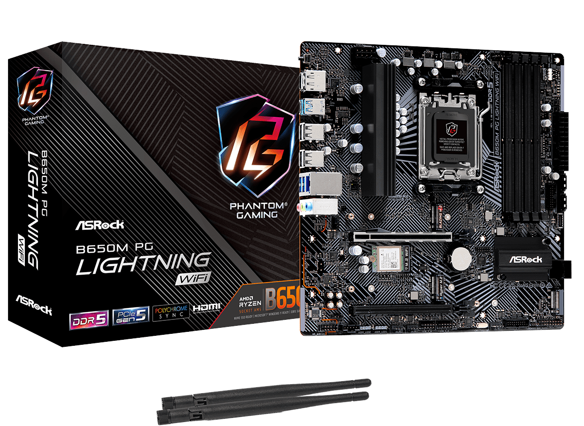 Board Asrock AMD B650M PG Lightning Wifi AM5 Micro ATX DDR5
