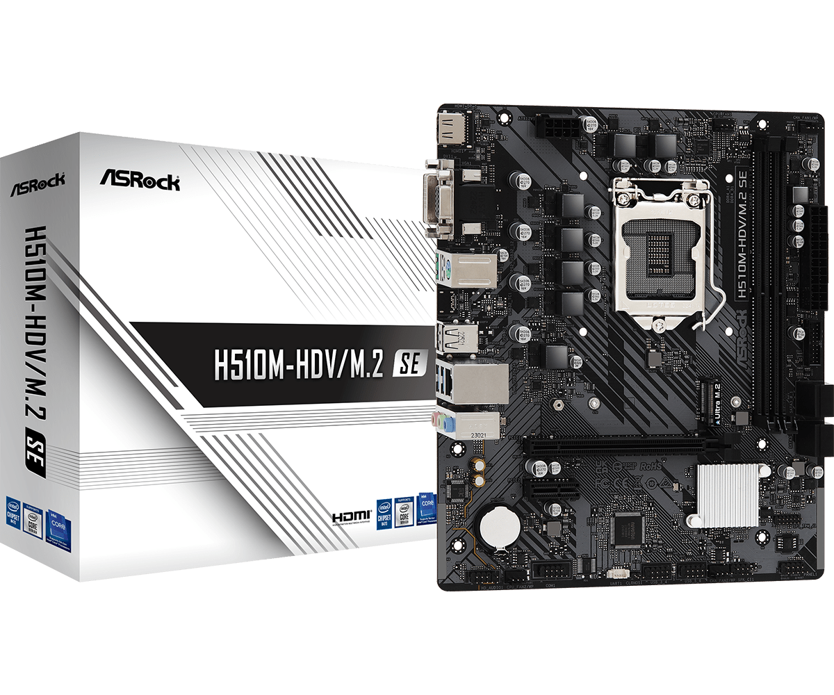 Board Asrock INTEL H510M-HDV/M.2 SE LGA 1200 Micro ATX Soporta 10th y 11th Generacion DDR4